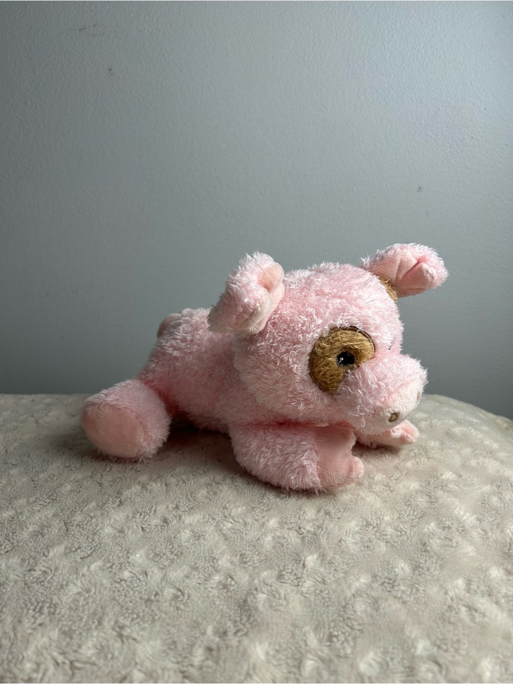 Walmart Pink Lying Pig Plush Stuffed Animal Toy Tan Eye Patch Spot 361903B